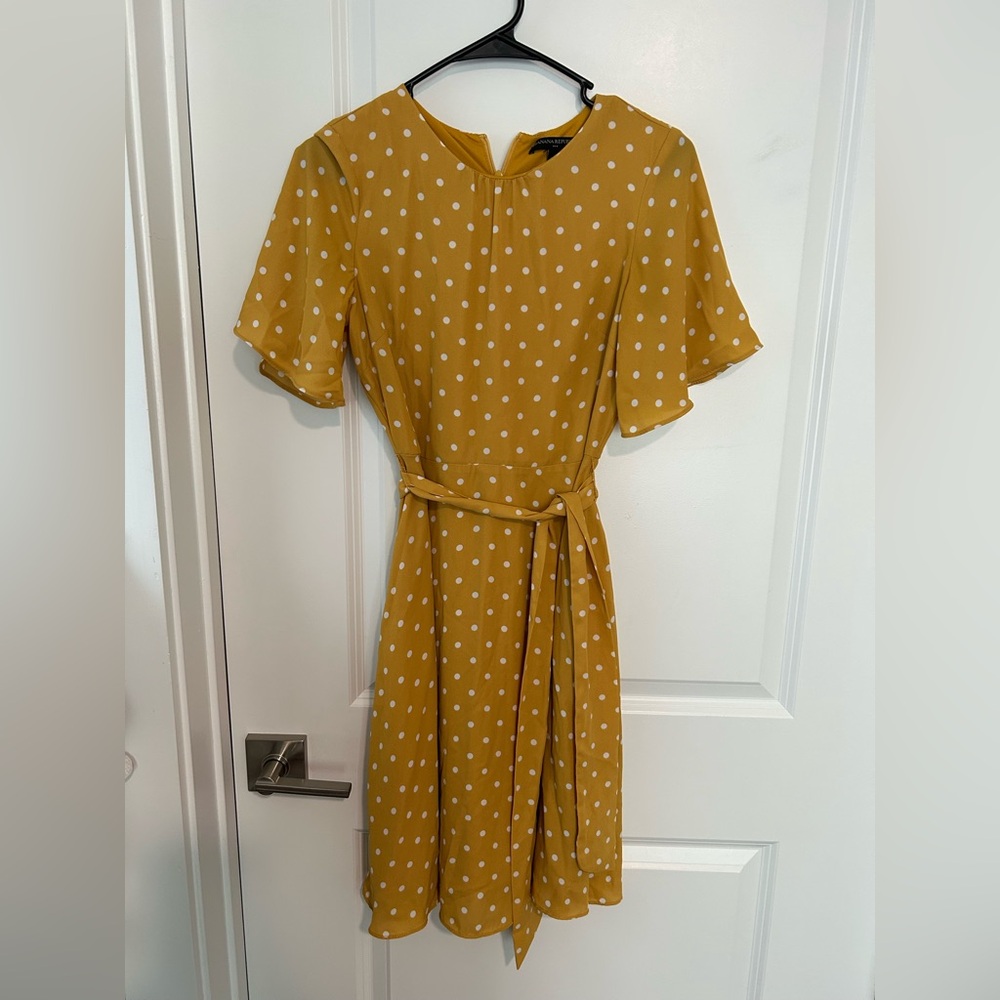 Banana Republic Mustard Polka Dot Midi Dress